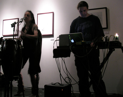 Vanessa and celadon at art reception